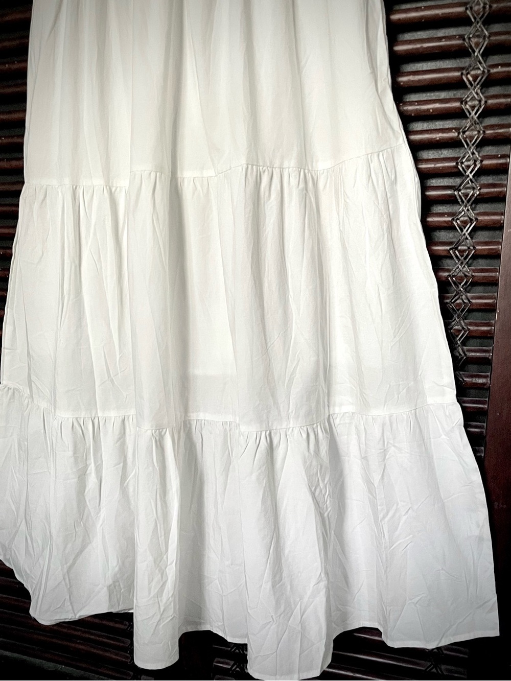 BTFBM White Crewneck Midi Maxi Dress Double Poplin Flutter Sleeves Tiered XL NWT - Picture 5 of 8